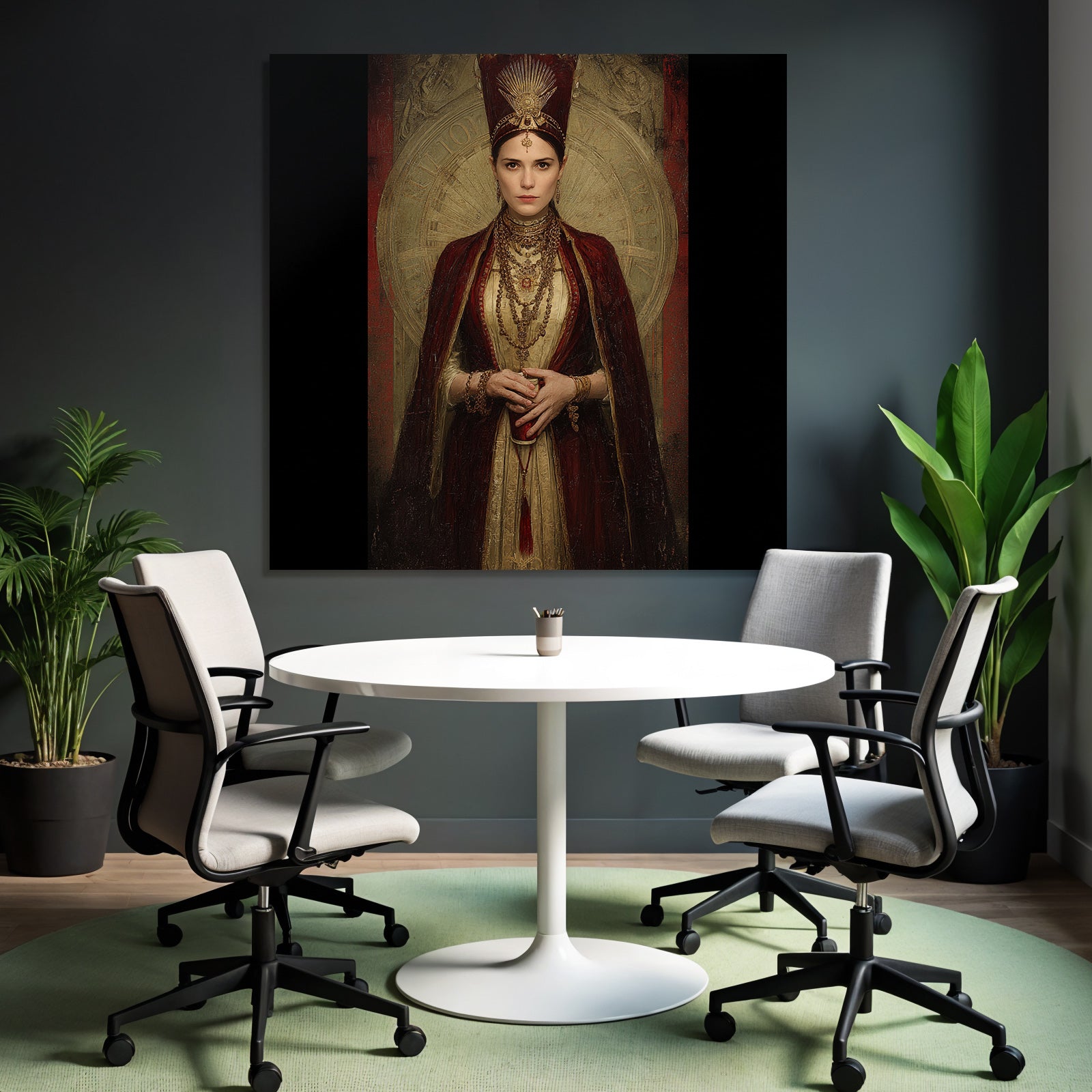 Regal Historische Frau Mit Prunkvoller Bekleidung Und Zierlichem Schmuck