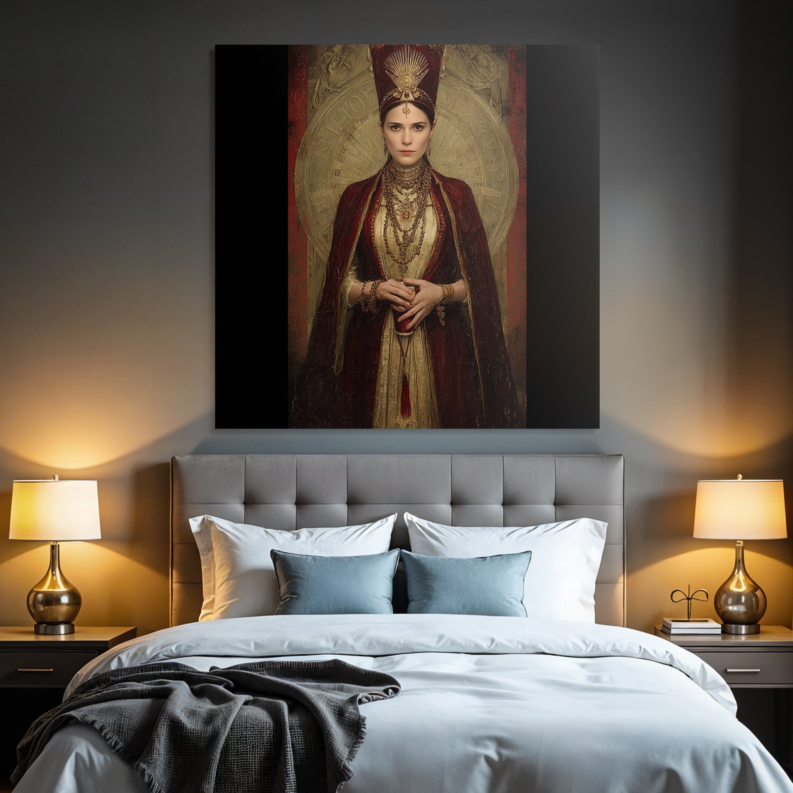 Regal Historische Frau Mit Prunkvoller Bekleidung Und Zierlichem Schmuck