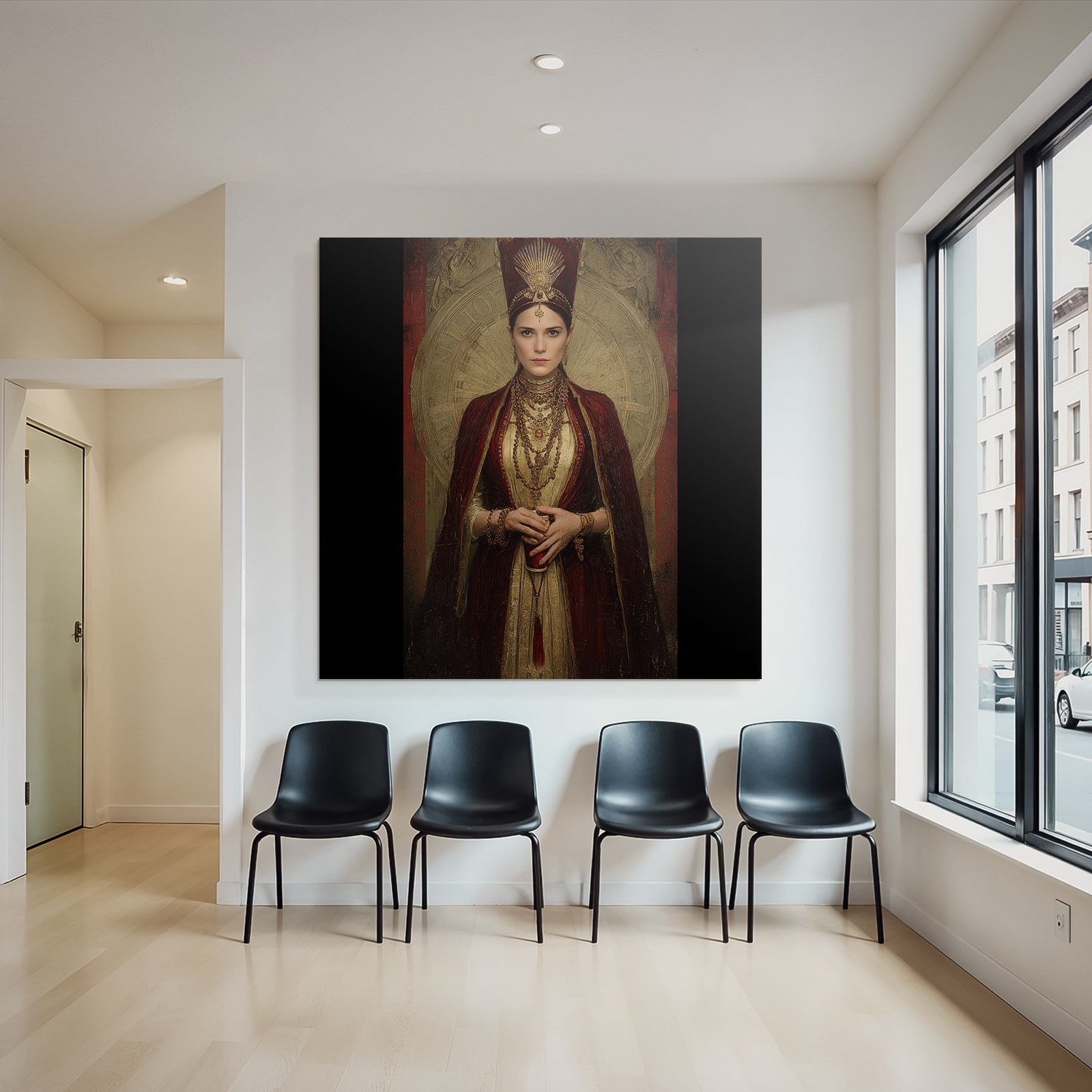 Regal Historische Frau Mit Prunkvoller Bekleidung Und Zierlichem Schmuck