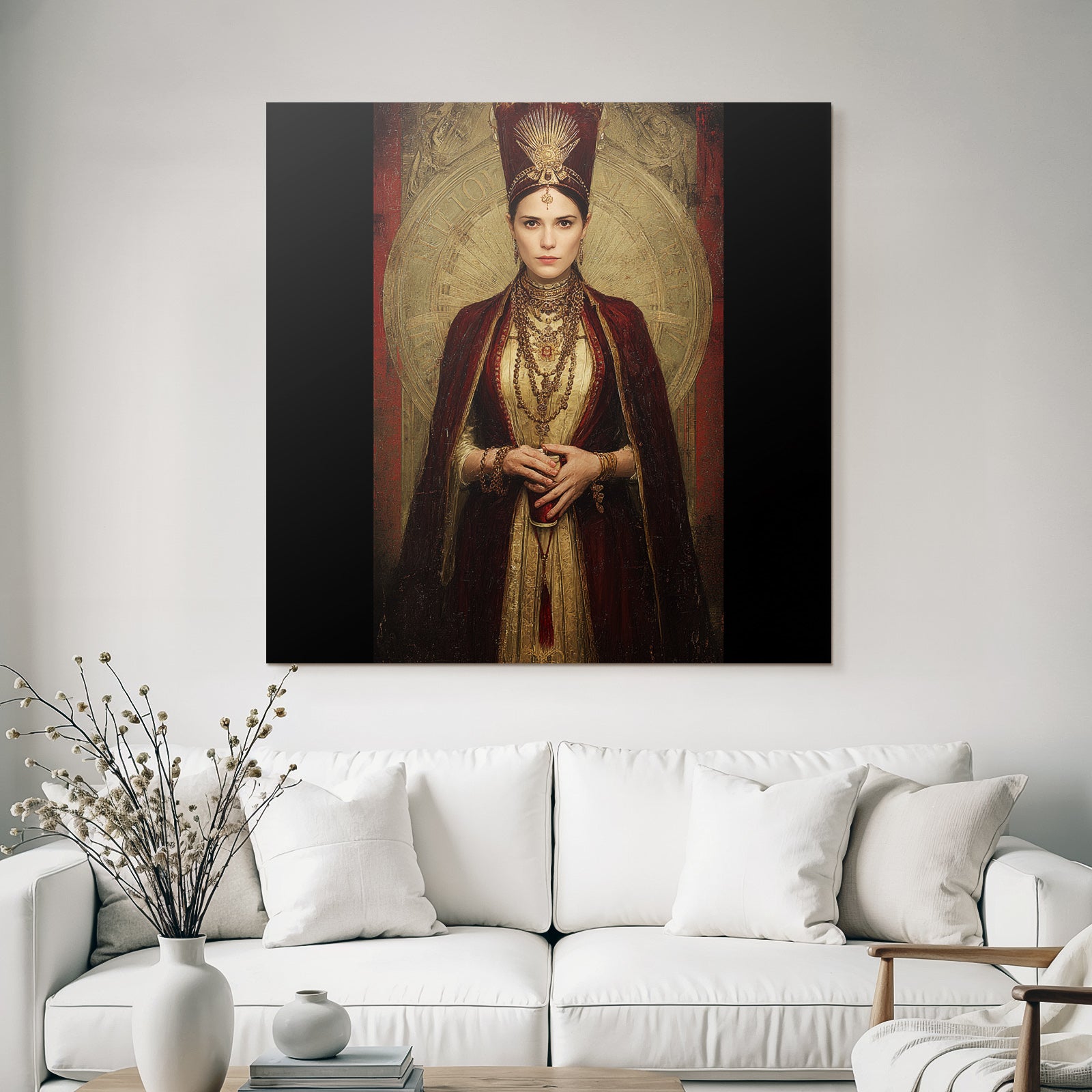 Regal Historische Frau Mit Prunkvoller Bekleidung Und Zierlichem Schmuck
