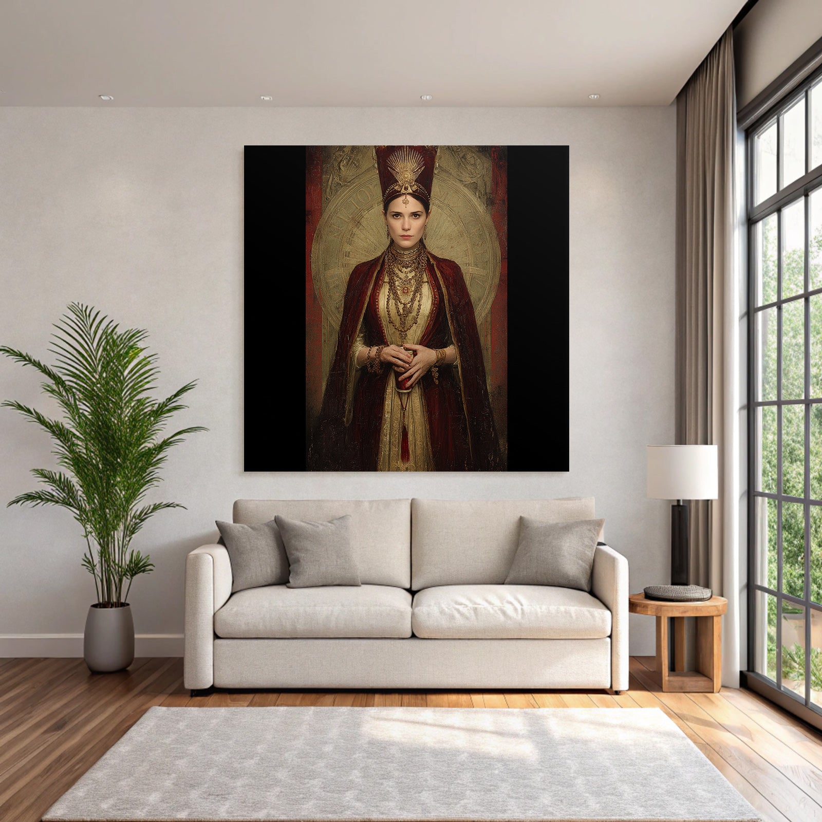 Regal Historische Frau Mit Prunkvoller Bekleidung Und Zierlichem Schmuck