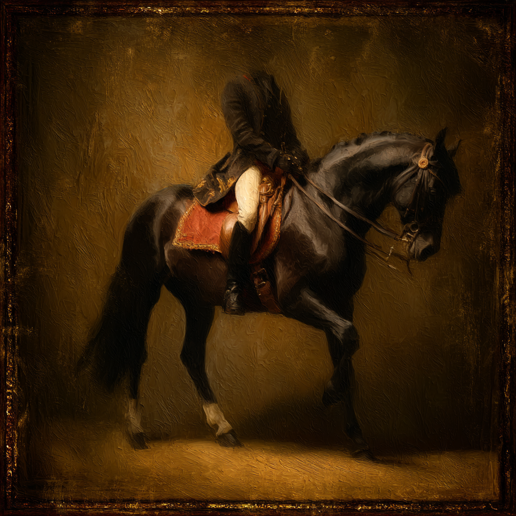Reiter Auf Pferd Im Bewegung Kunststil Mit Warmen Farben | Klassisch | Einrichtungsstile