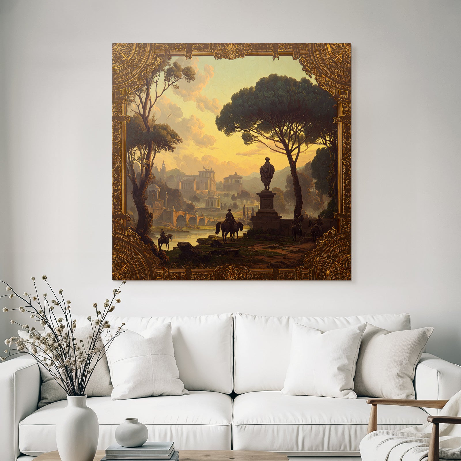Ruhige Landschaft E Architektur Reiter Im Vordergrund Sonnenuntergang