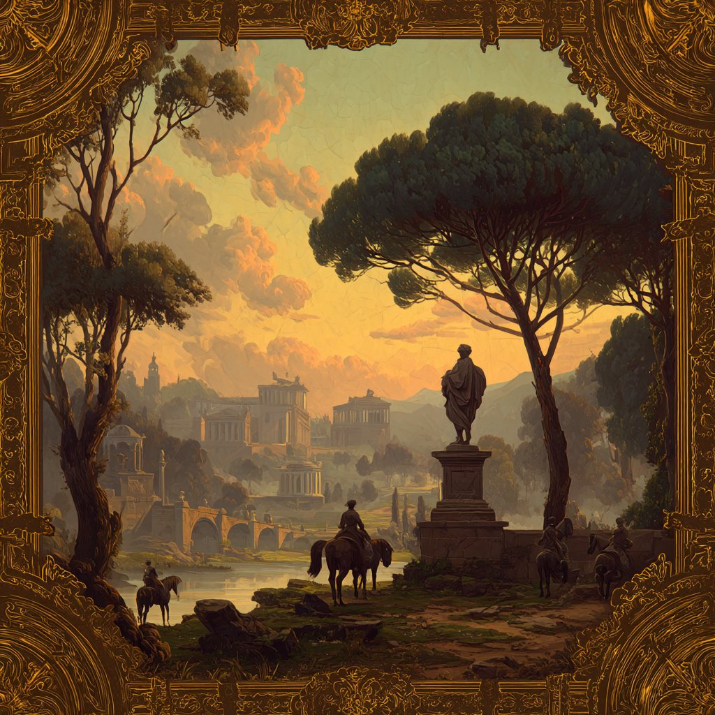 Ruhige Landschaft E Architektur Reiter Im Vordergrund Sonnenuntergang | Klassisch | Einrichtungsstile