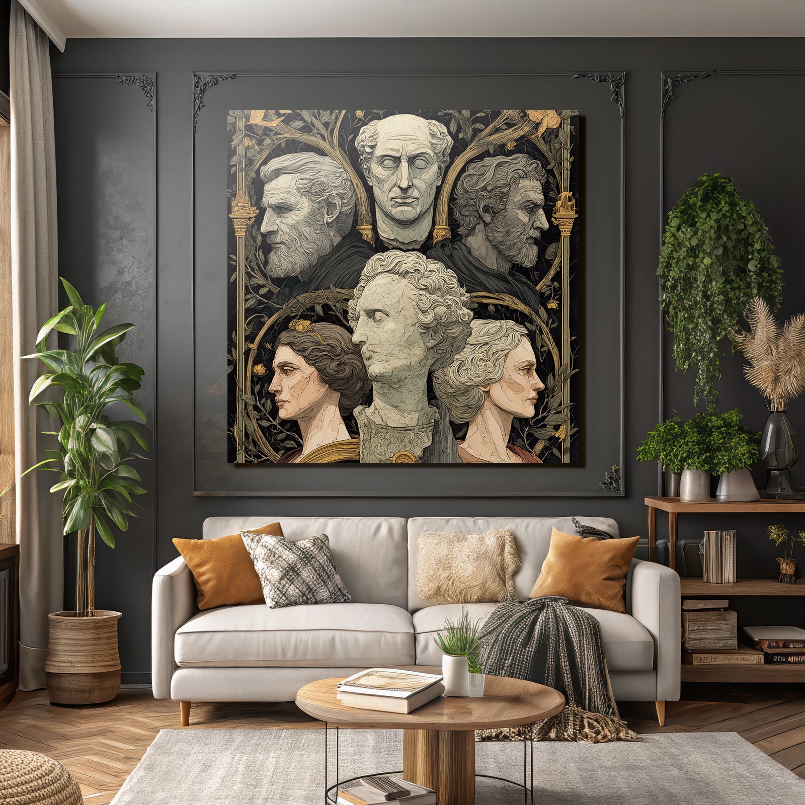 Stylisierte Darstellung Er Skulpturen Mit Vine Und Blumenmotiven