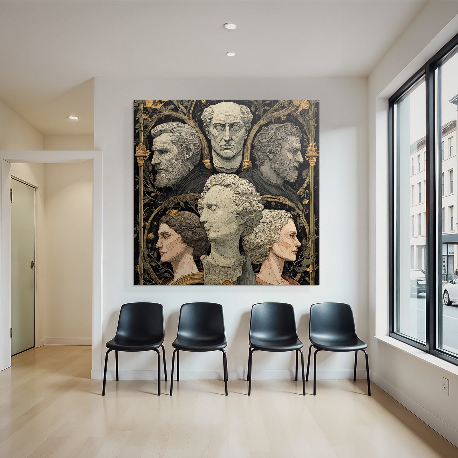 Stylisierte Darstellung Er Skulpturen Mit Vine Und Blumenmotiven