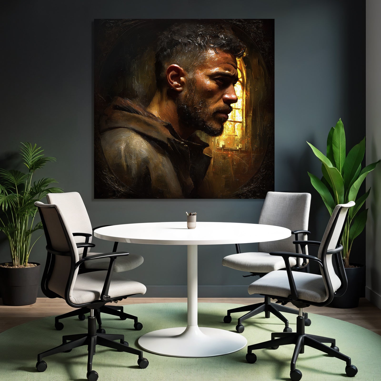 Stylisierte Portrait Eines Mannes Mit Ernster Ausdruck