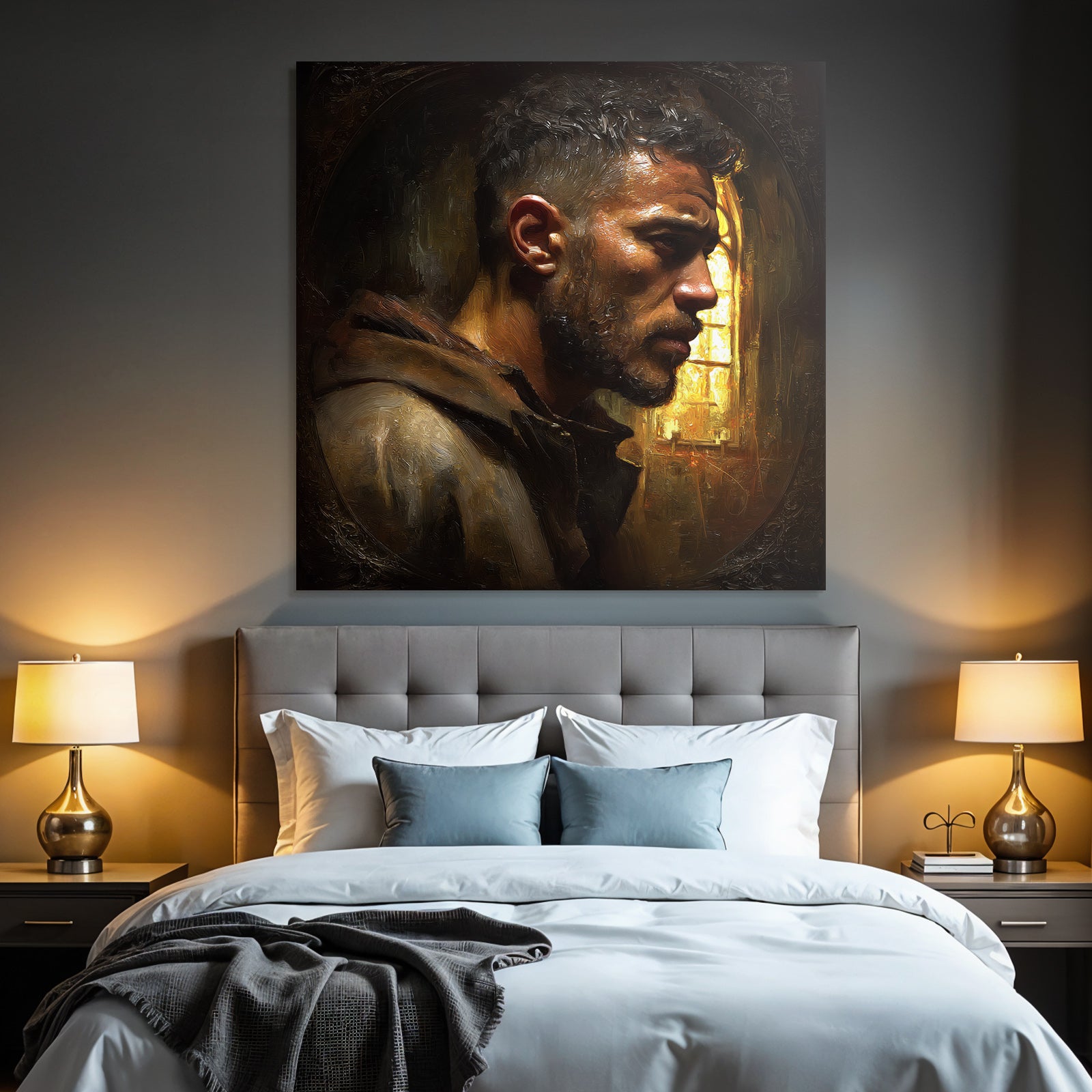 Stylisierte Portrait Eines Mannes Mit Ernster Ausdruck