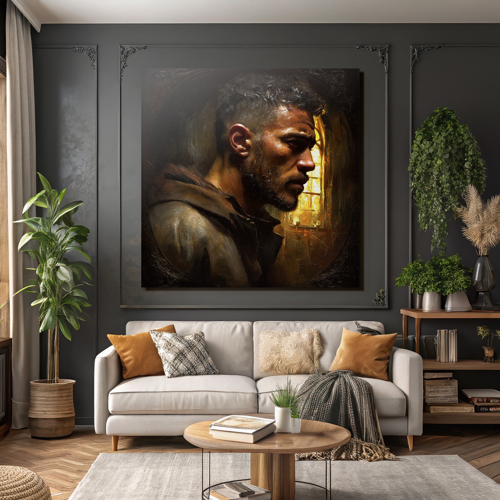 Stylisierte Portrait Eines Mannes Mit Ernster Ausdruck