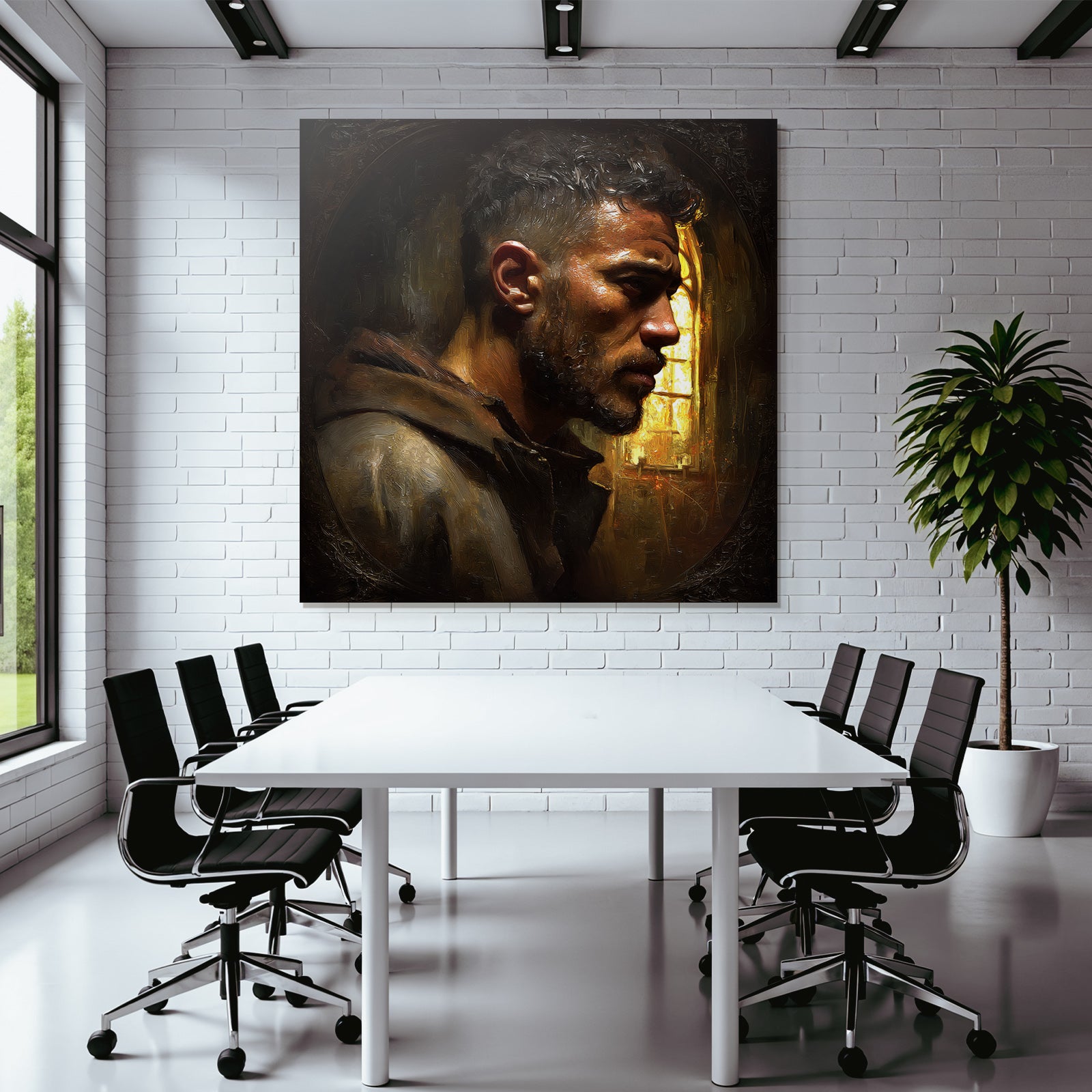 Stylisierte Portrait Eines Mannes Mit Ernster Ausdruck