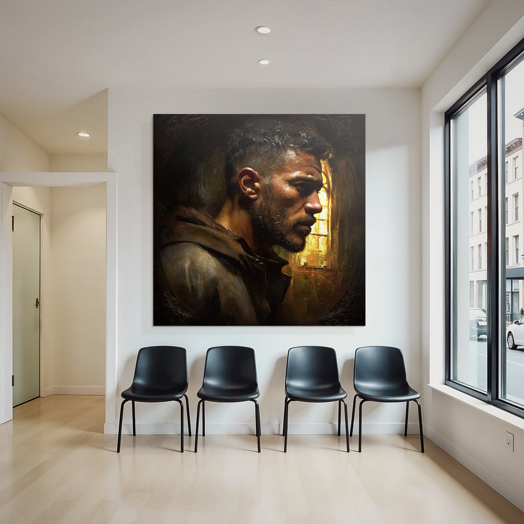 Stylisierte Portrait Eines Mannes Mit Ernster Ausdruck