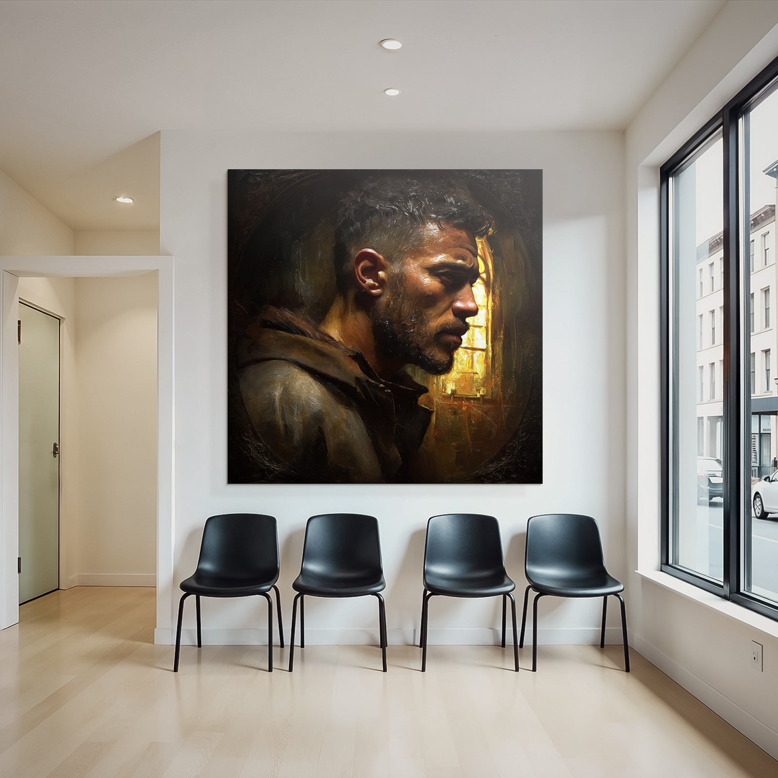 Stylisierte Portrait Eines Mannes Mit Ernster Ausdruck