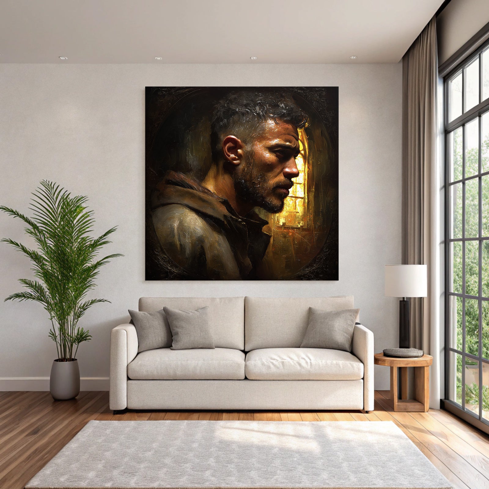 Stylisierte Portrait Eines Mannes Mit Ernster Ausdruck