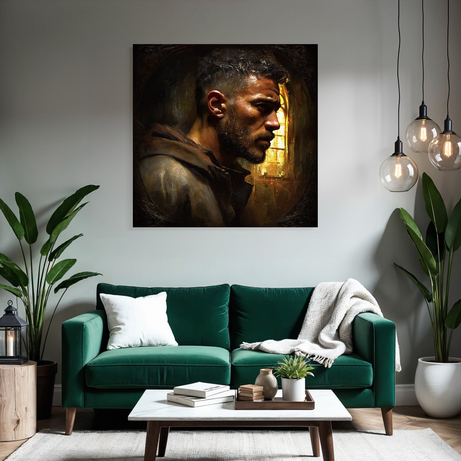 Stylisierte Portrait Eines Mannes Mit Ernster Ausdruck