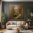 Stylisierte Portreit Eines Mannes Mit Bart Und Welligem Haar
