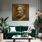 Stylisierte Portreit Eines Mannes Mit Bart Und Welligem Haar