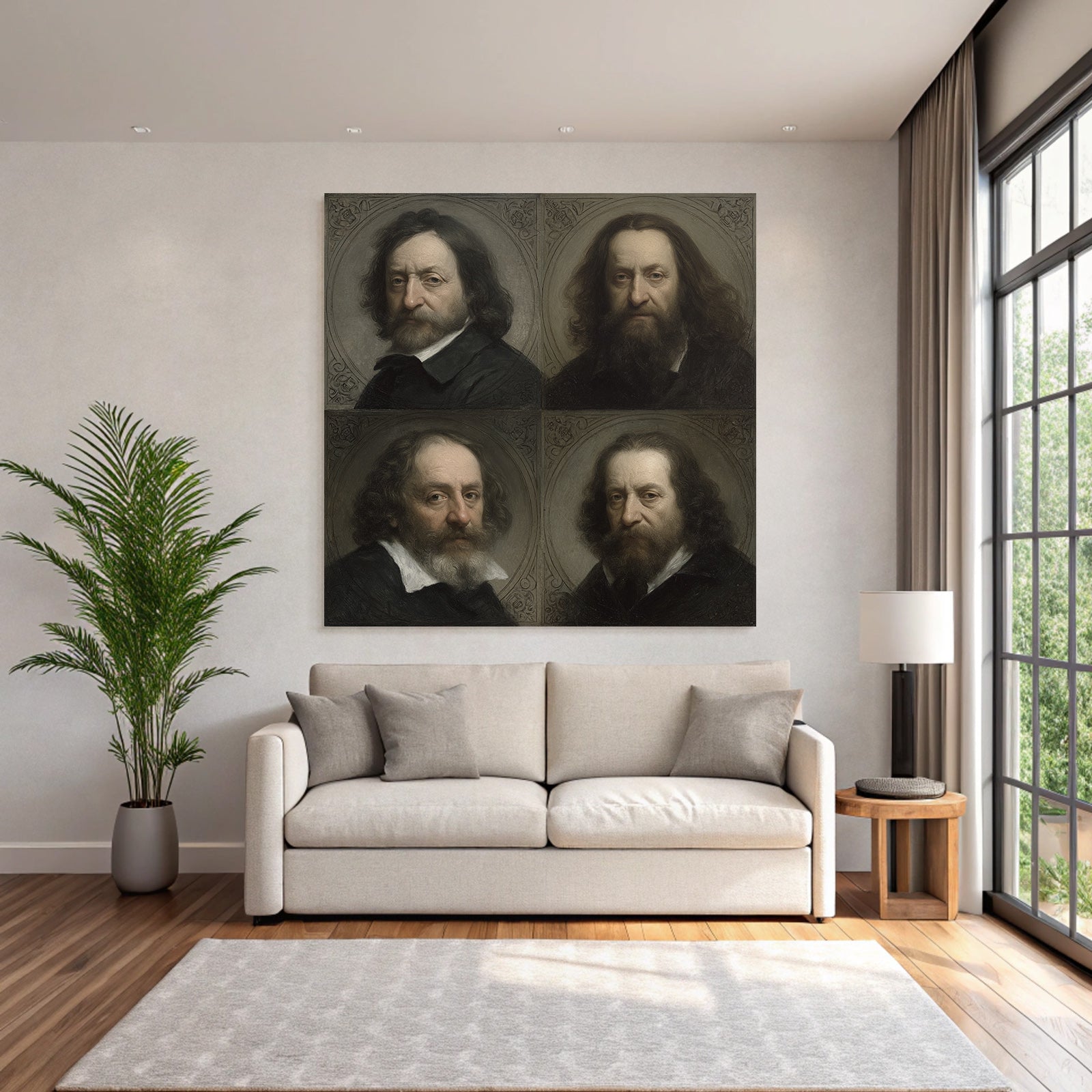 Vier Portraets Mannliche Figuren Mit Ausdruck Vintage Stil