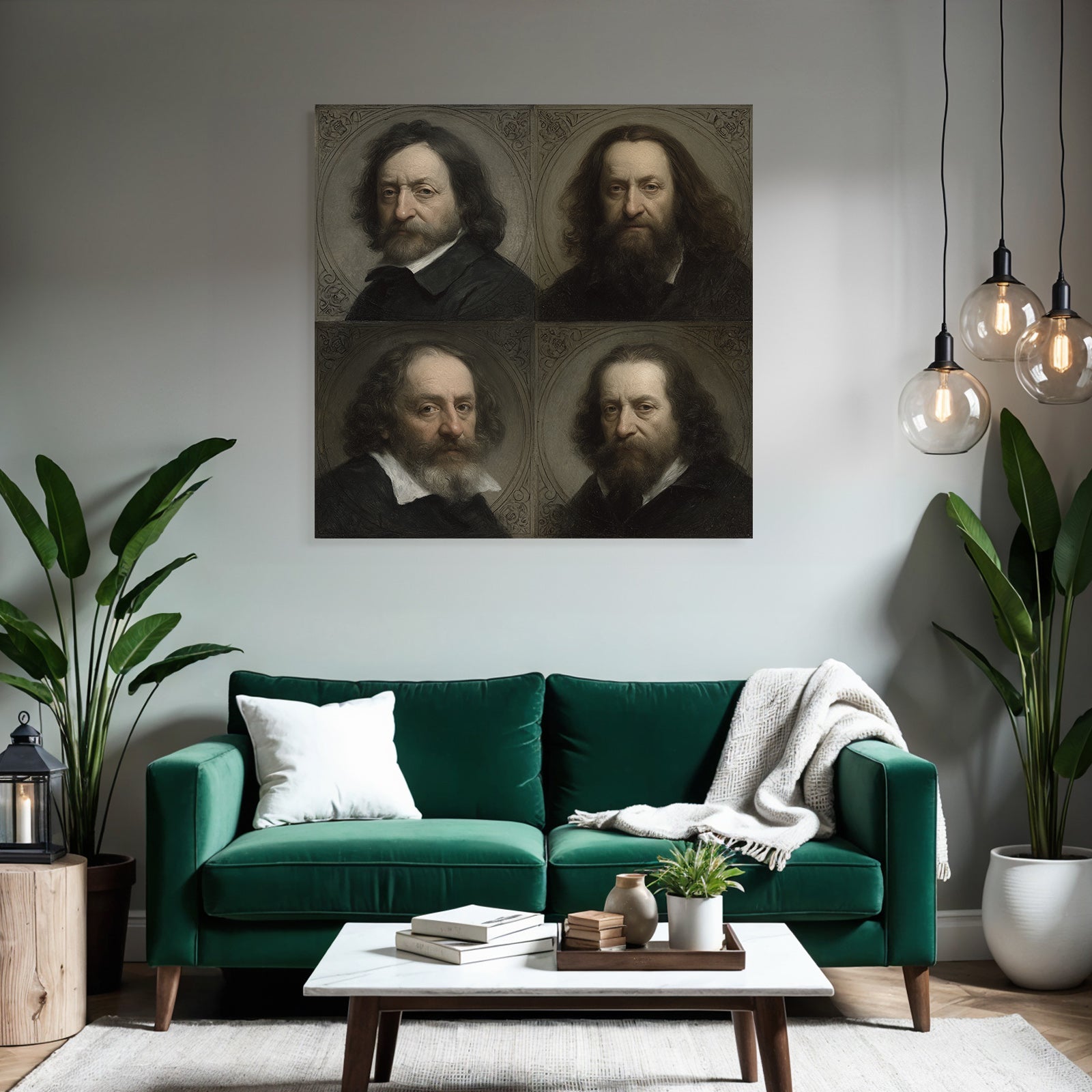 Vier Portraets Mannliche Figuren Mit Ausdruck Vintage Stil