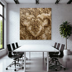 Wandtextur Mit Floralen Motiven Und Relief Skulpturen Gold Bronze Finish