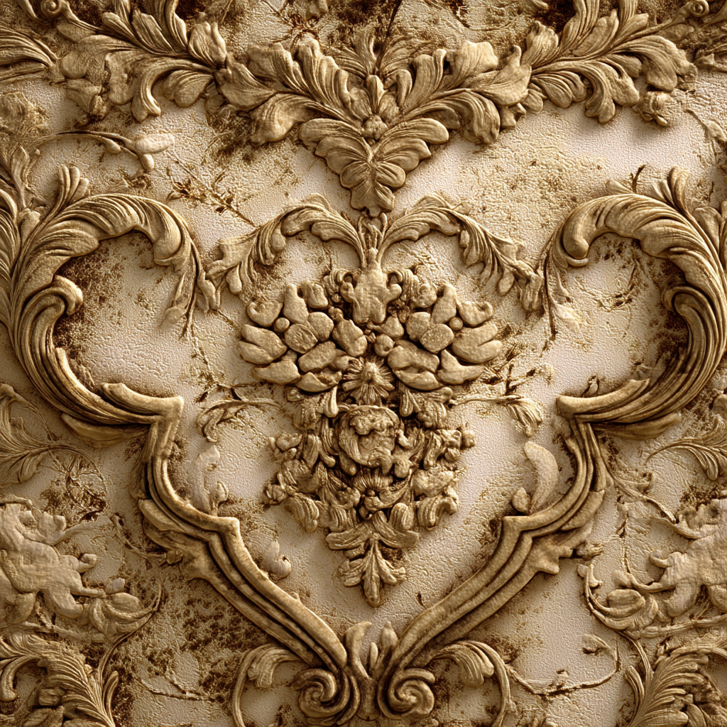 Wandtextur Mit Floralen Motiven Und Relief Skulpturen Gold Bronze Finish | Klassisch | Einrichtungsstile