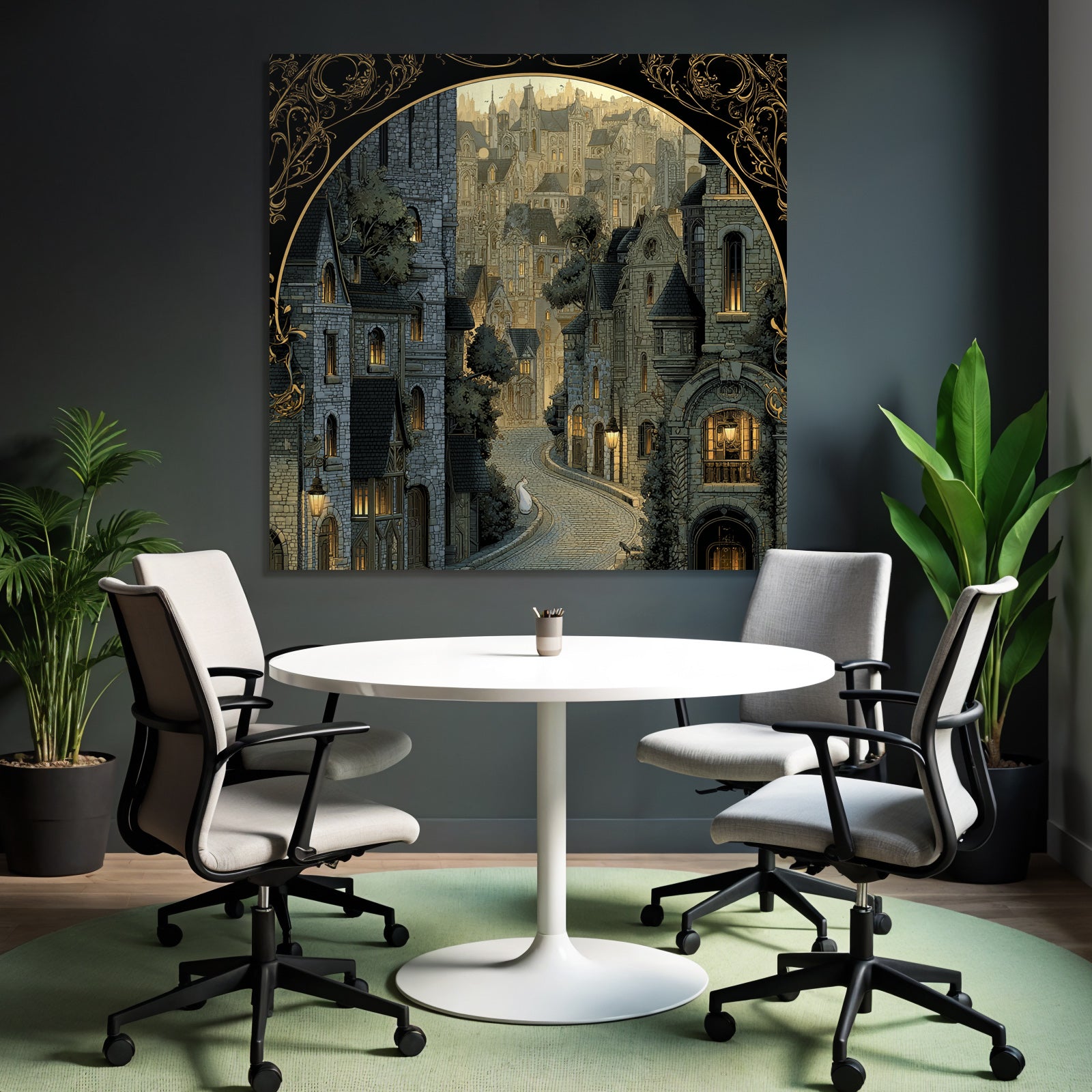Wunderschoene Illustration Architektonische Szene Mit Cobblestone Strasse Vintage Stil