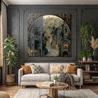 Wunderschoene Illustration Architektonische Szene Mit Cobblestone Strasse Vintage Stil