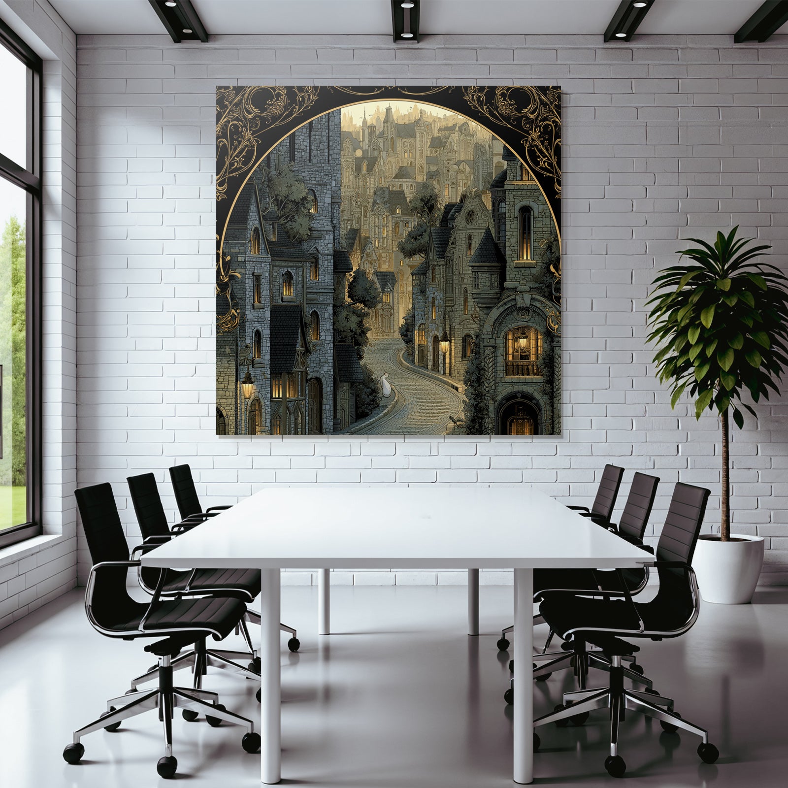 Wunderschoene Illustration Architektonische Szene Mit Cobblestone Strasse Vintage Stil