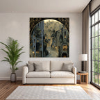 Wunderschoene Illustration Architektonische Szene Mit Cobblestone Strasse Vintage Stil