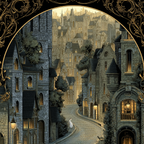 Wunderschoene Illustration Architektonische Szene Mit Cobblestone Strasse Vintage Stil | Klassisch | Einrichtungsstile