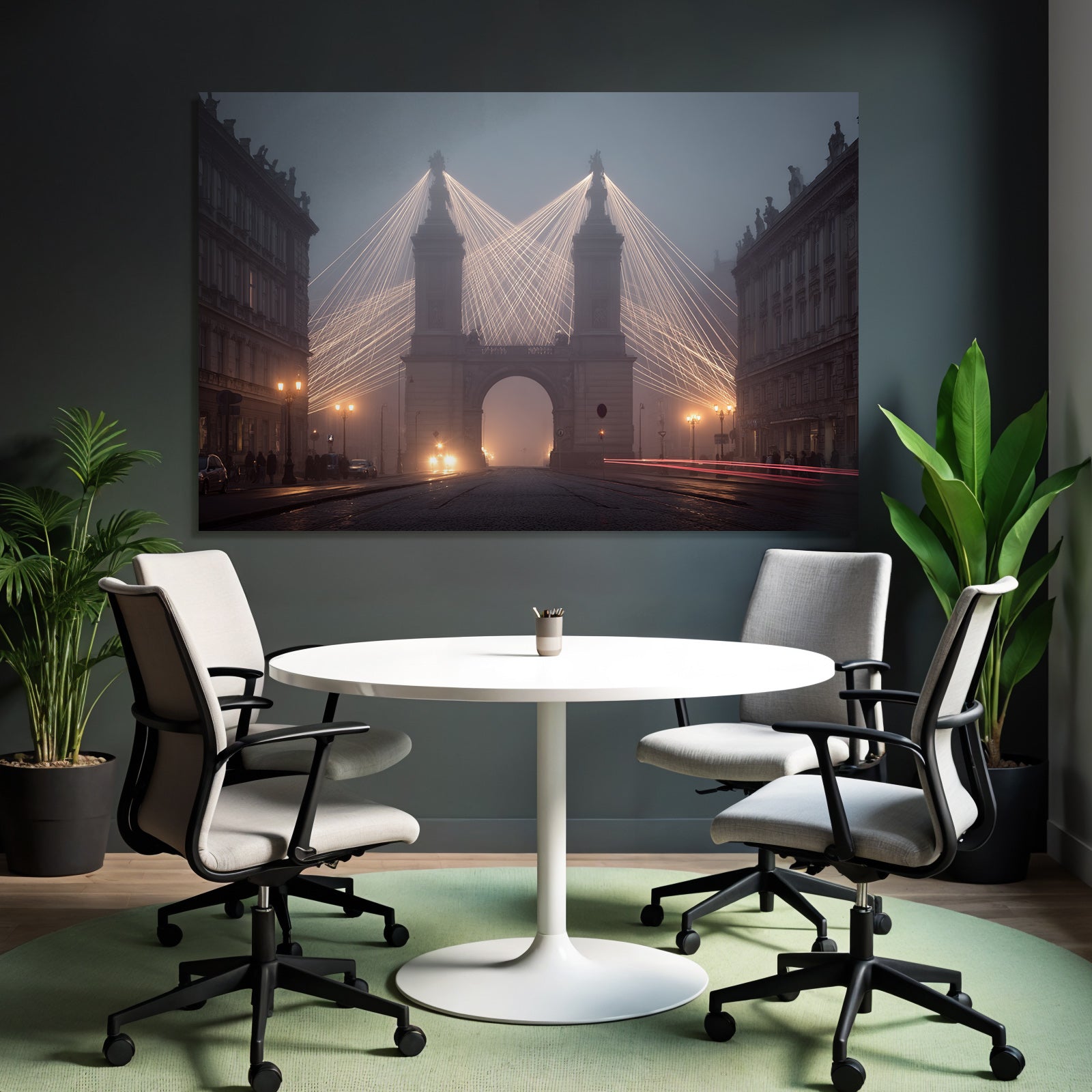 Architektur Wahrzeichen Im Nebligen Licht Streams