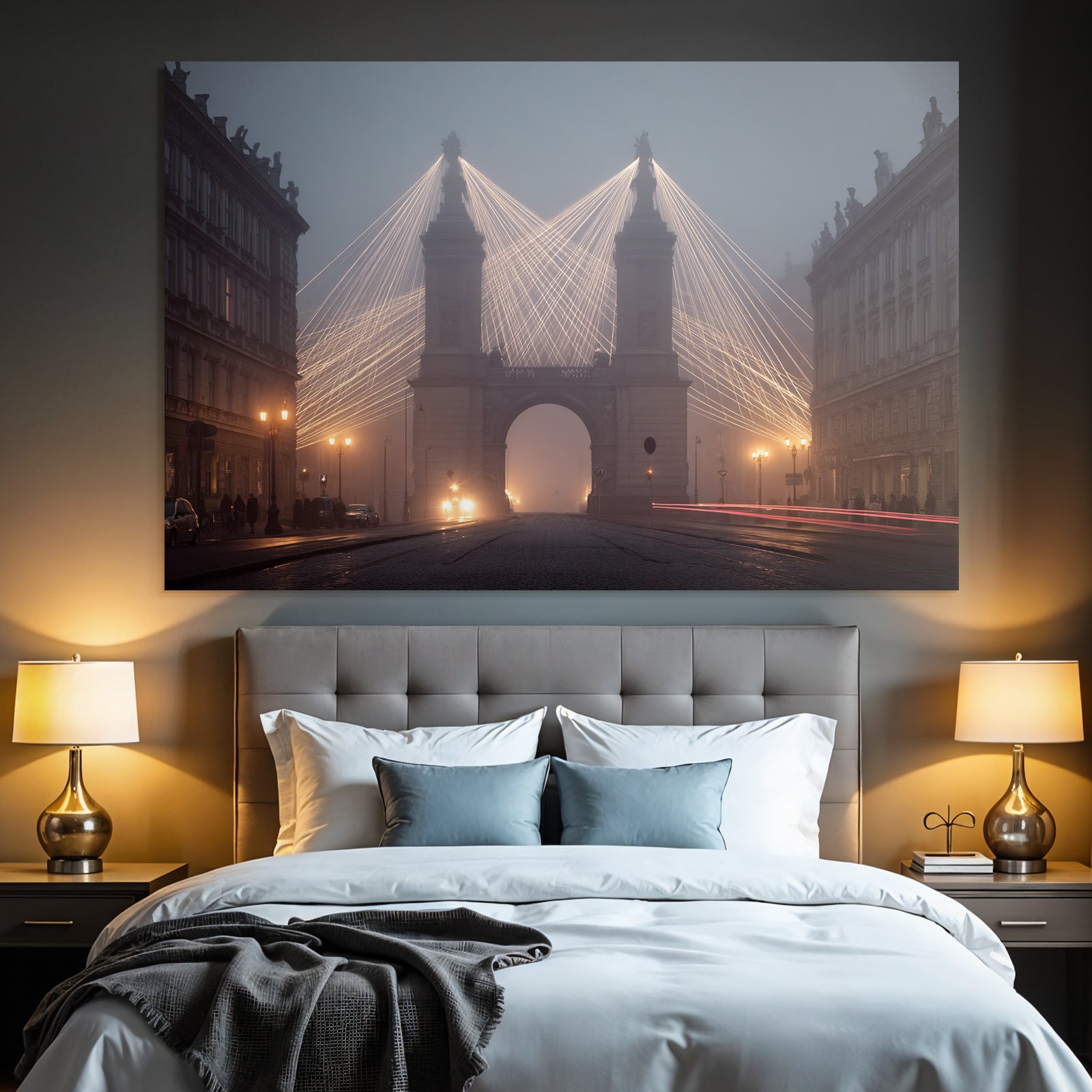 Architektur Wahrzeichen Im Nebligen Licht Streams