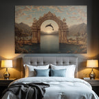 Archway Mountains Serene Water Dolphin Sunset Mystique