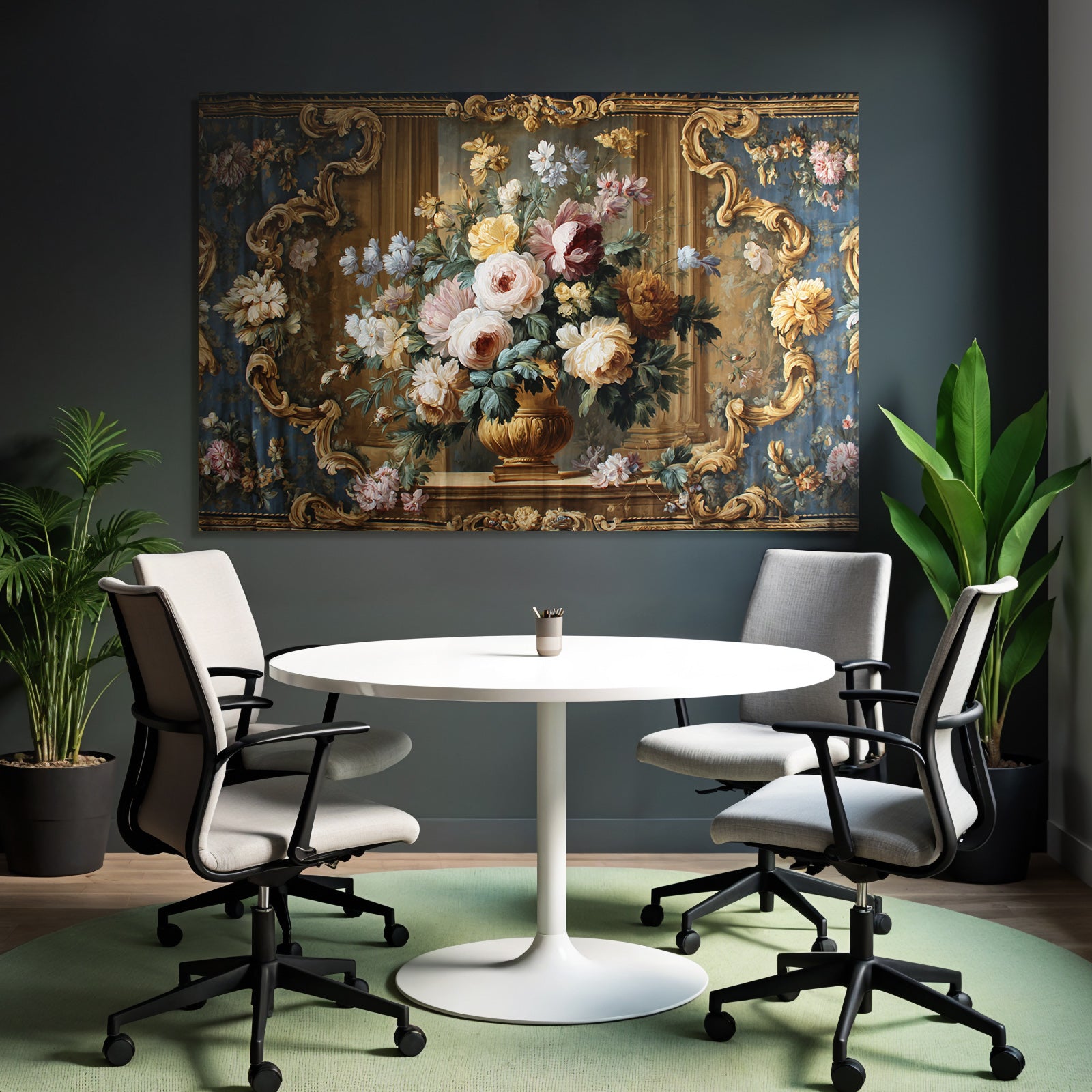Blumen Stillleben Vase Mit Orientiertem Hintergrund Baroque Art