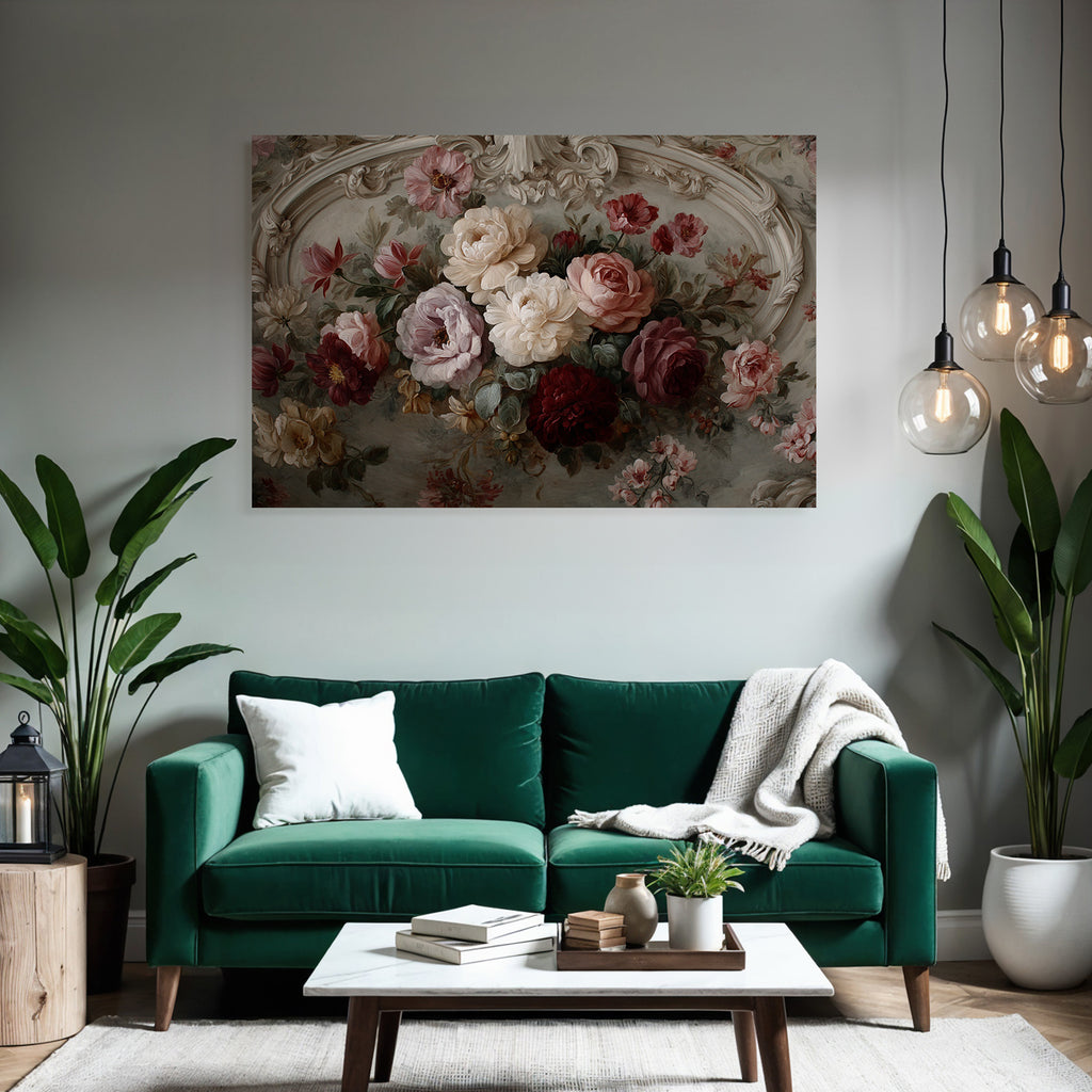 Floral Decoration Roses and Peonies Vintage Aesthetics