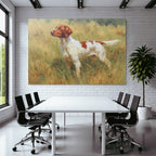 Braun Und Weiss Hund Im Feld Mit Hoch Gras