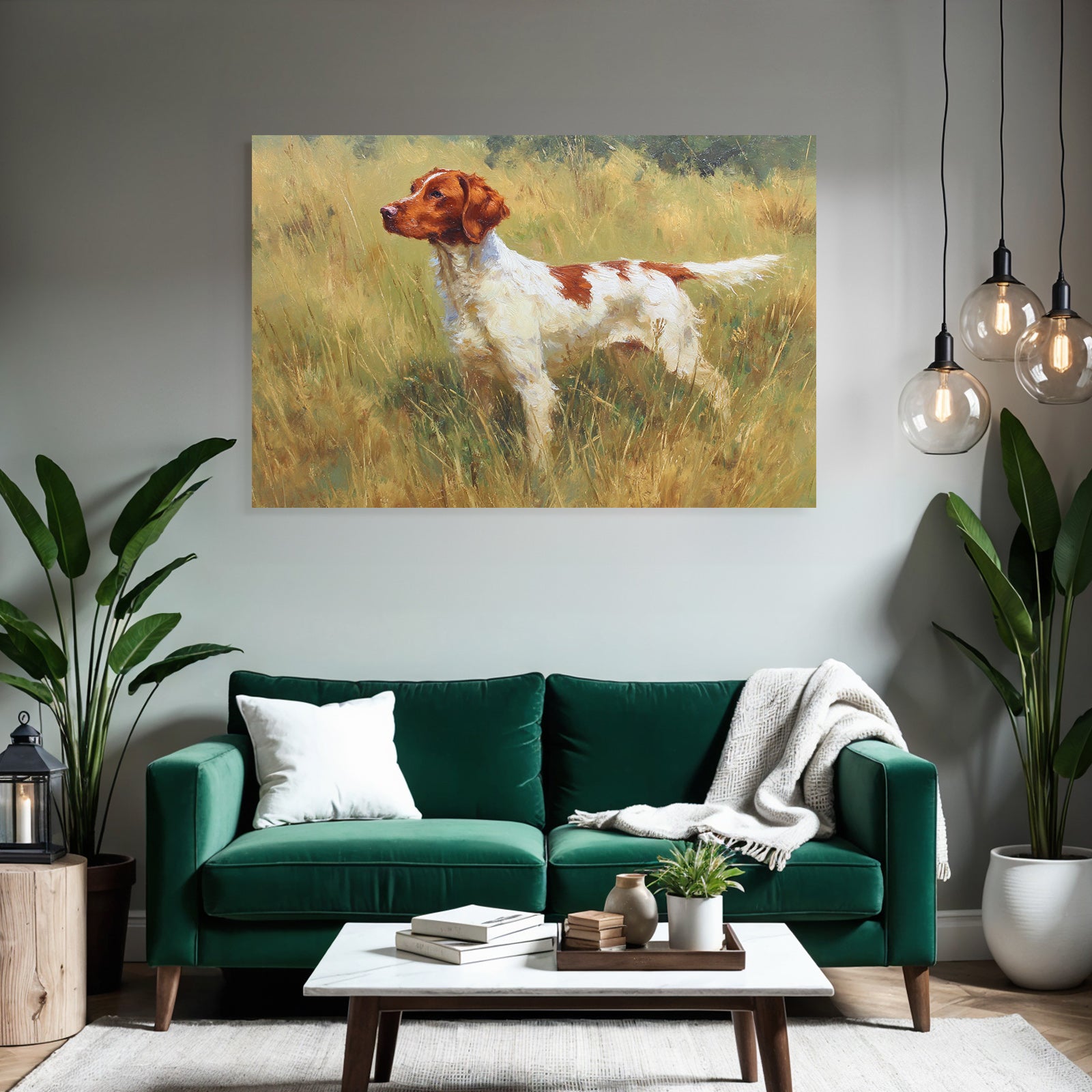 Braun Und Weiss Hund Im Feld Mit Hoch Gras