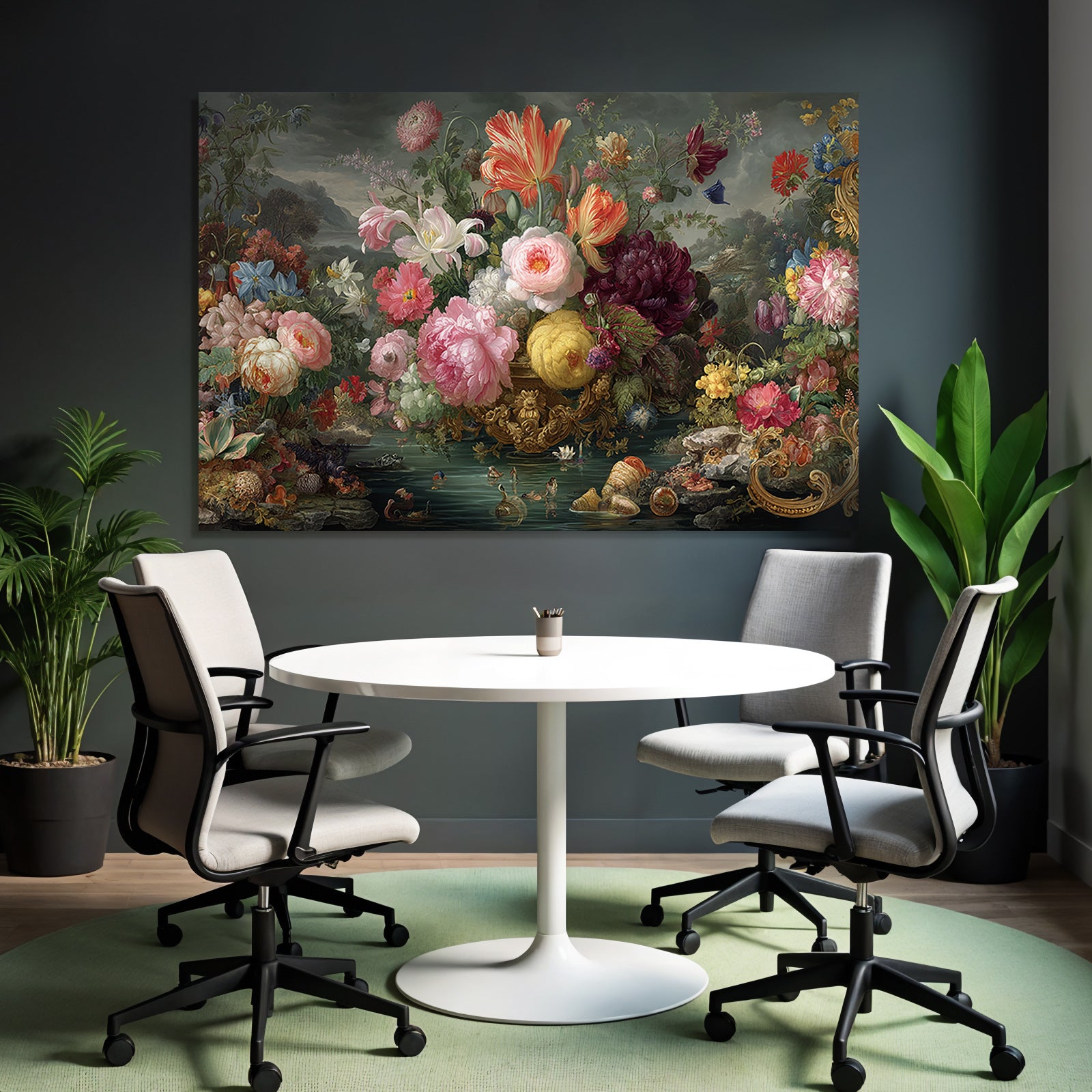 Bunte Blumen In Einer Vase Umgeben Von Natur Szene