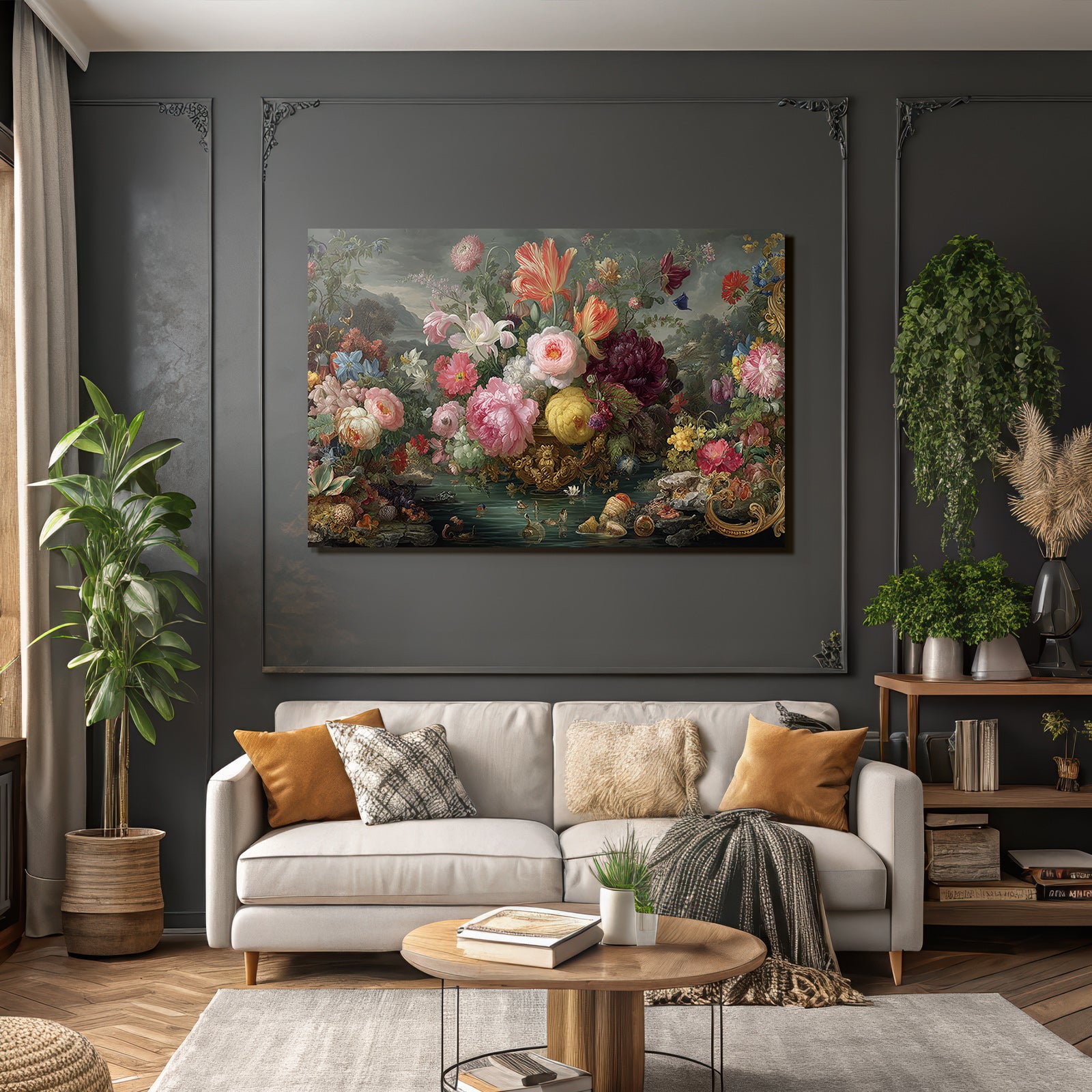 Bunte Blumen In Einer Vase Umgeben Von Natur Szene