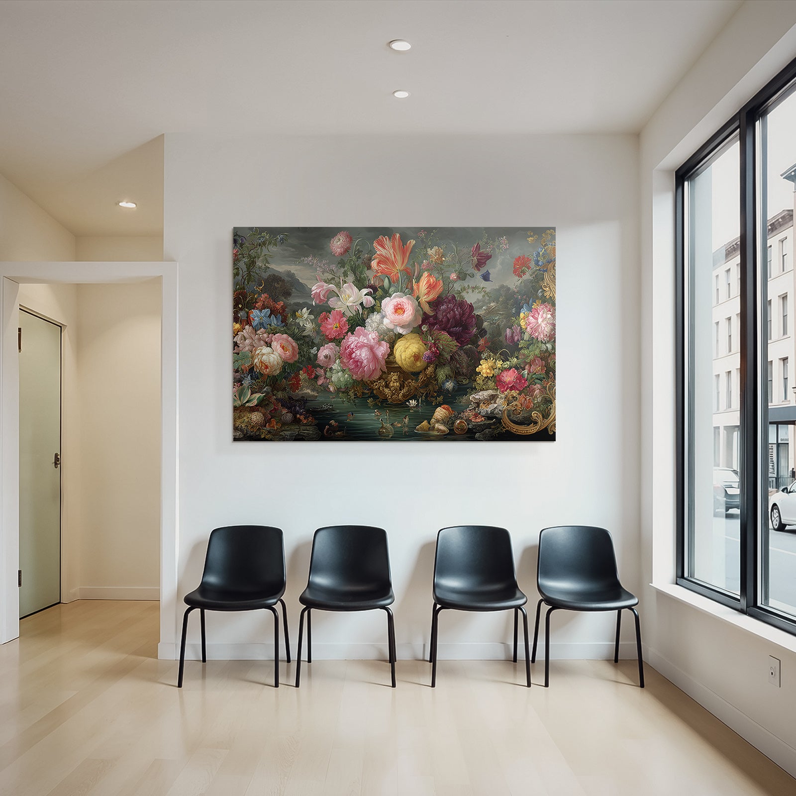 Bunte Blumen In Einer Vase Umgeben Von Natur Szene