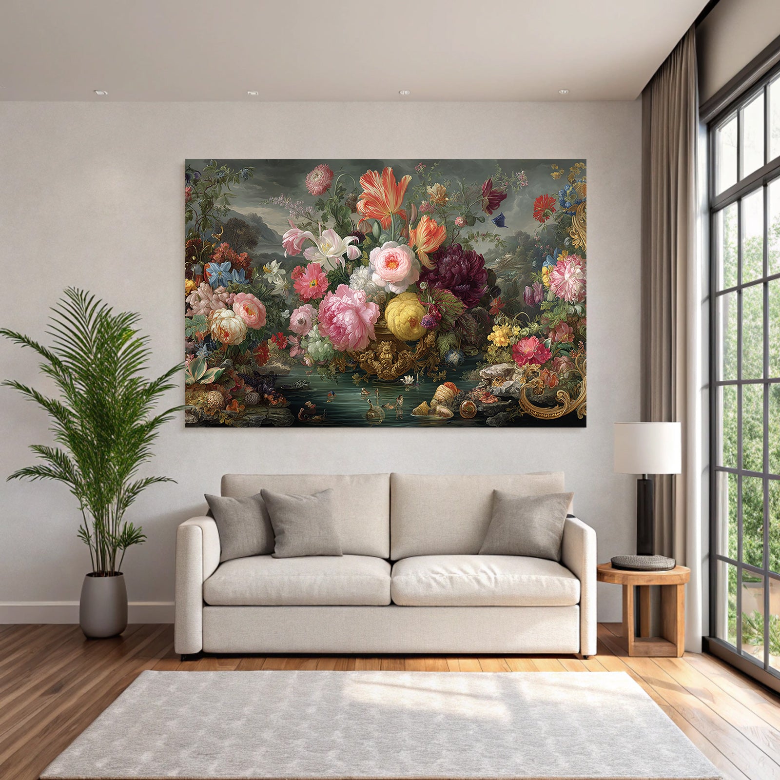 Bunte Blumen In Einer Vase Umgeben Von Natur Szene