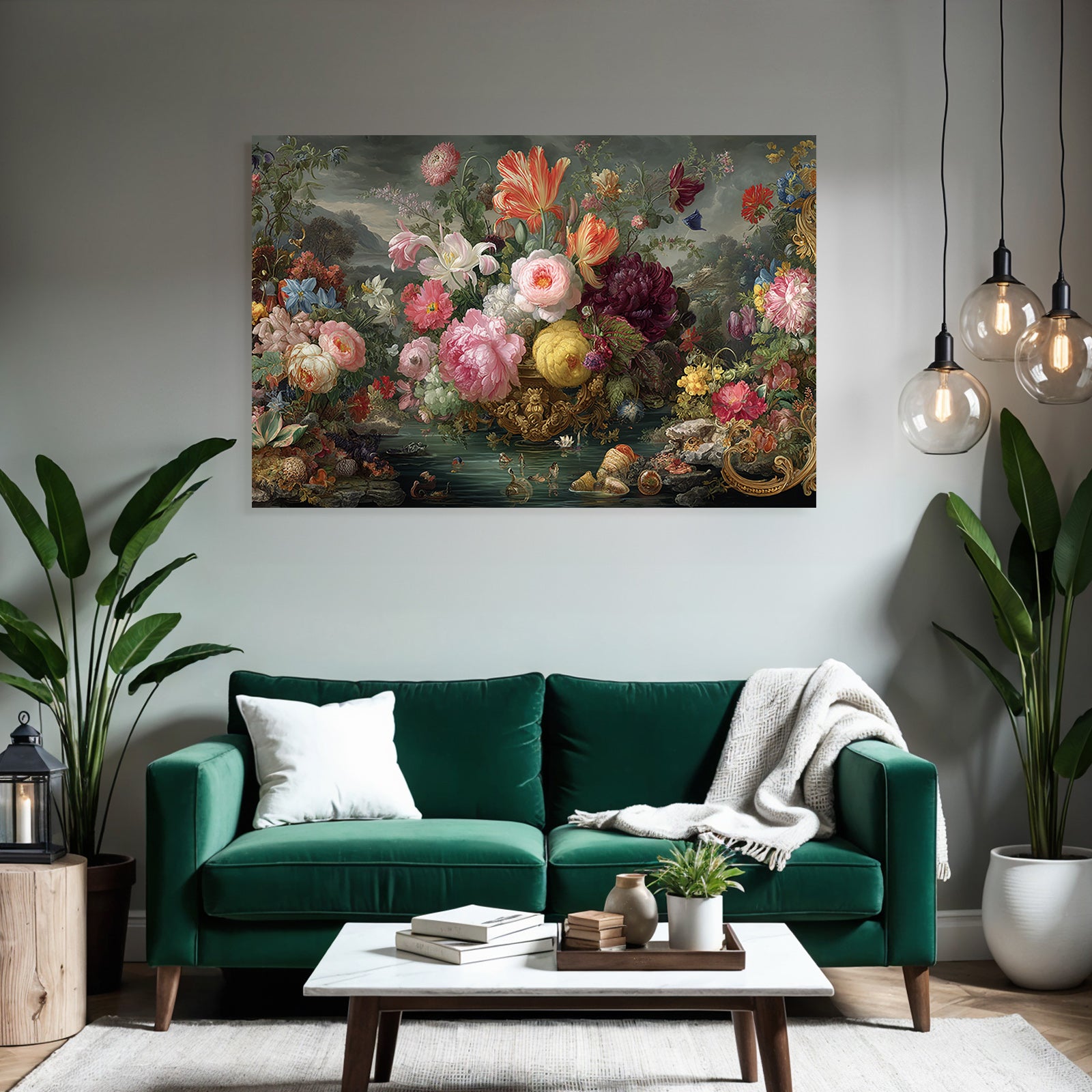Bunte Blumen In Einer Vase Umgeben Von Natur Szene
