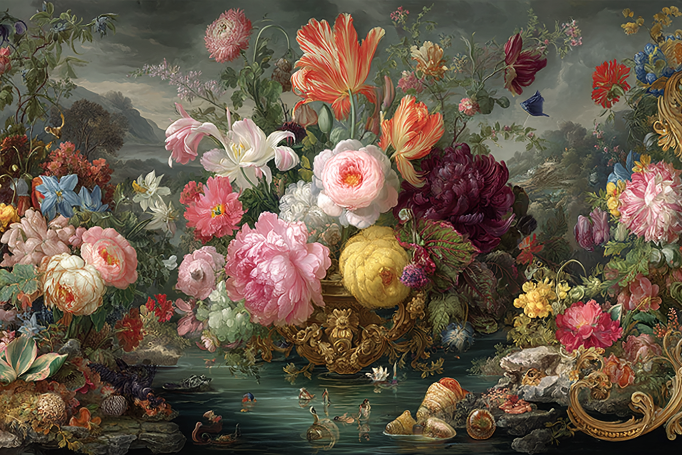 Bunte Blumen In Einer Vase Umgeben Von Natur Szene | Klassisch | Einrichtungsstile