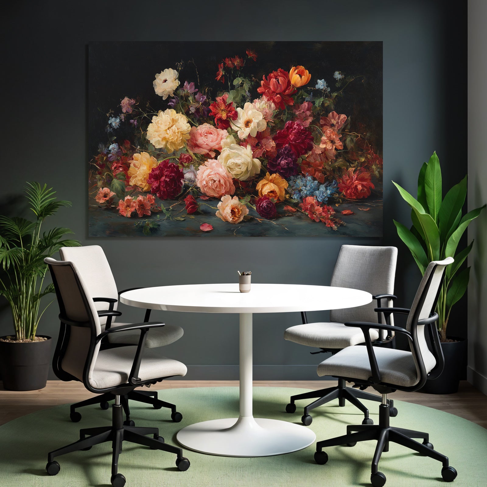 Bunte Blumen Stillleben Auf Dunklem Hintergrund