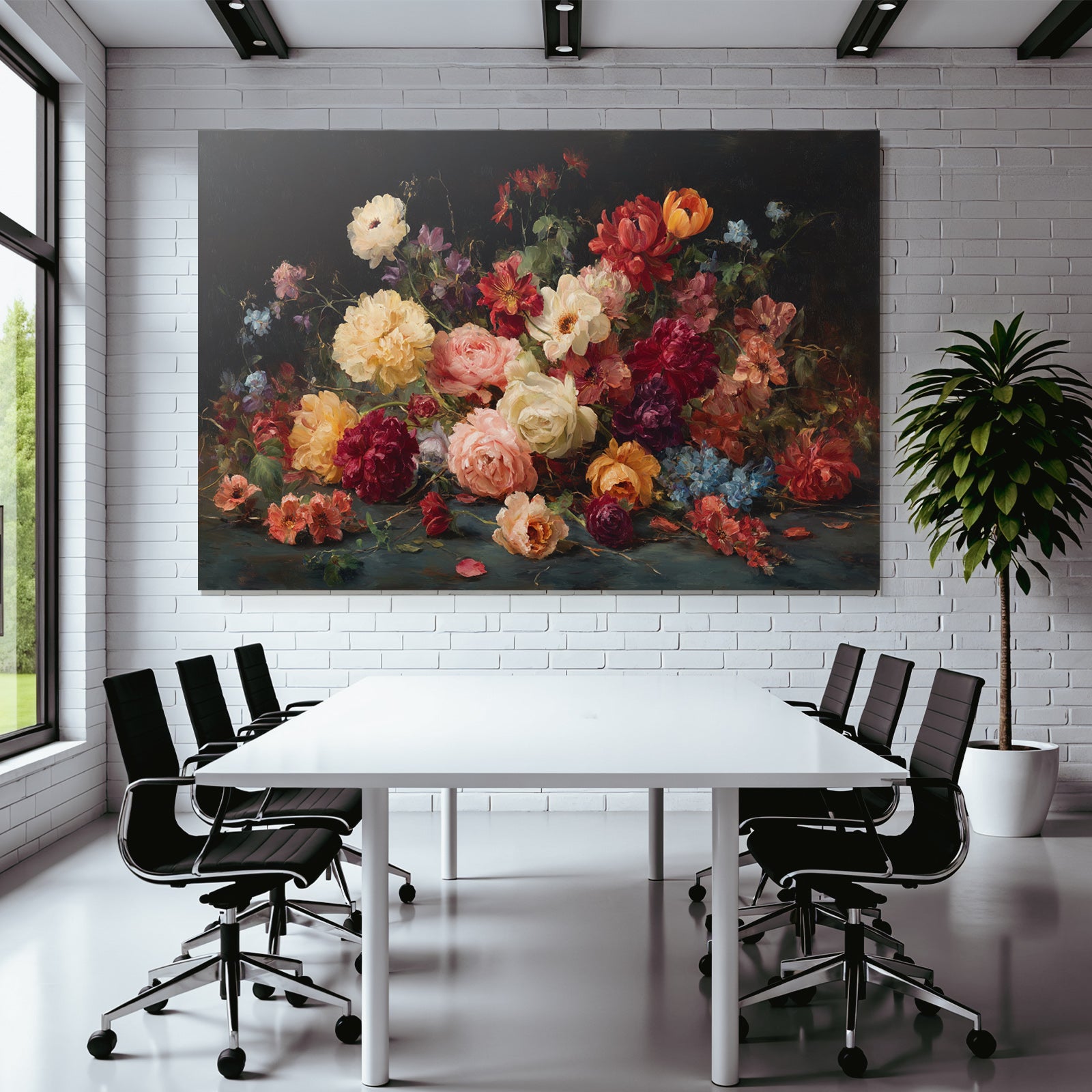 Bunte Blumen Stillleben Auf Dunklem Hintergrund