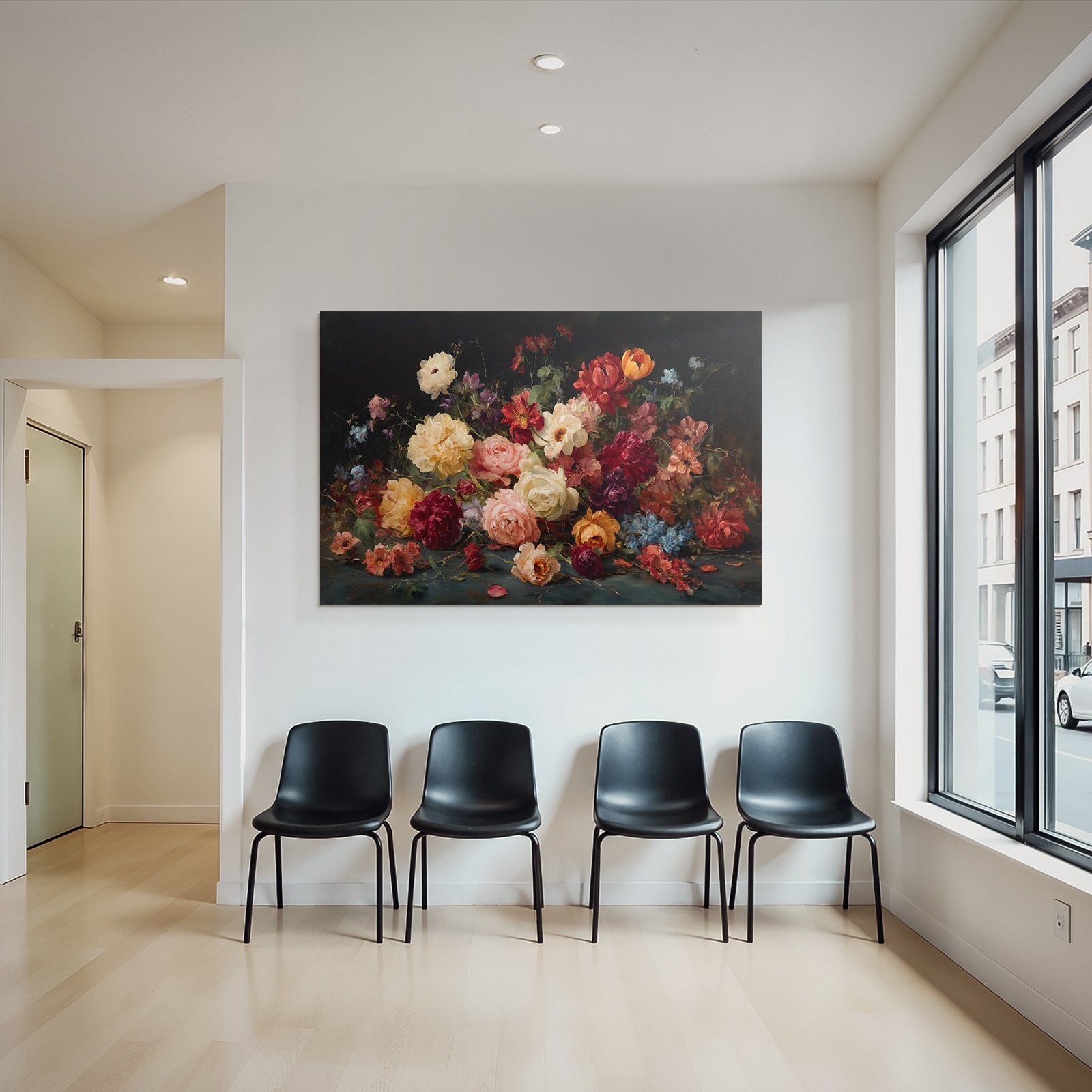Bunte Blumen Stillleben Auf Dunklem Hintergrund