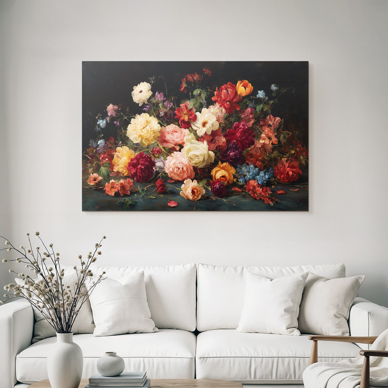 Bunte Blumen Stillleben Auf Dunklem Hintergrund