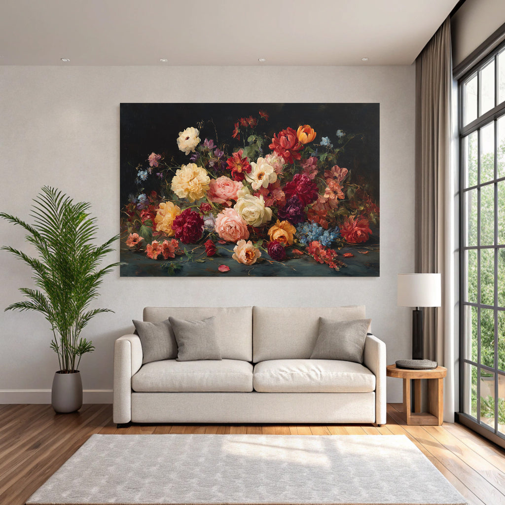 Bunte Blumen Stillleben Auf Dunklem Hintergrund