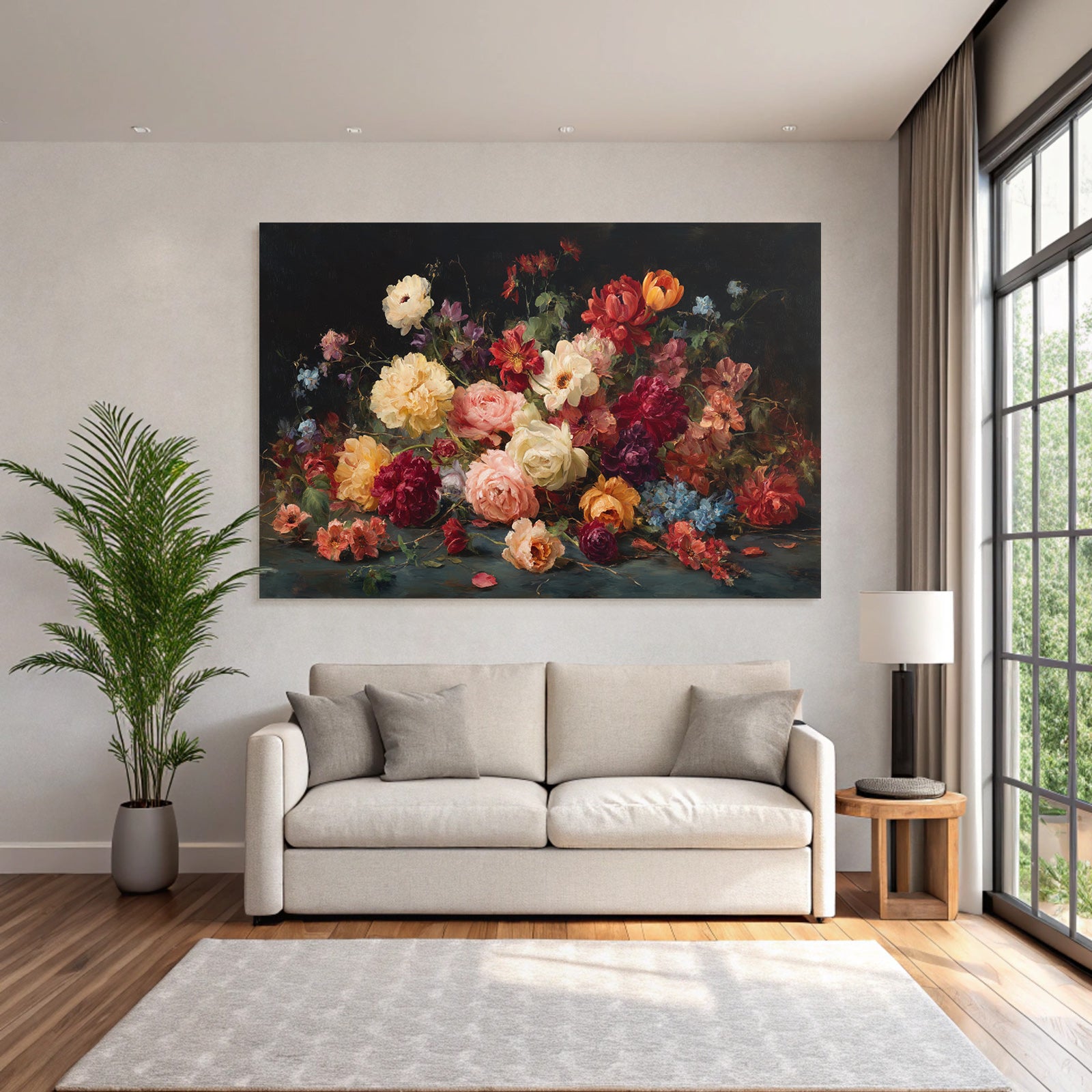 Bunte Blumen Stillleben Auf Dunklem Hintergrund