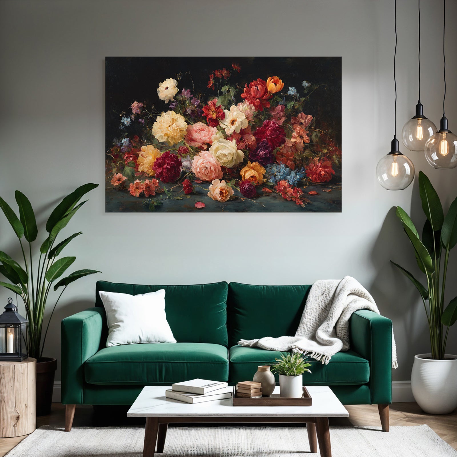 Bunte Blumen Stillleben Auf Dunklem Hintergrund