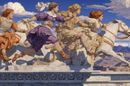 Dynamische Szene Historische Figuren Auf Einem Pferd Im Bewegung Mit Himmel Und Bergen | Klassisch | Einrichtungsstile